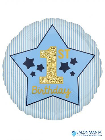Boy 1st Birthday Blue&Gold balon za prvi rođendan