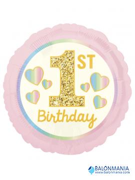 Girl 1st Birthday Pink&Gold balon za prvi rođendan