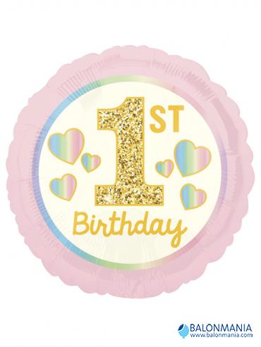Girl 1st Birthday Pink&Gold balon za prvi rođendan