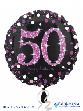 Folijski balon na helij Pink Celebration 50