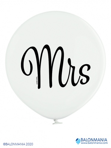 Veliki pastel bijeli balon Mrs. 60 cm