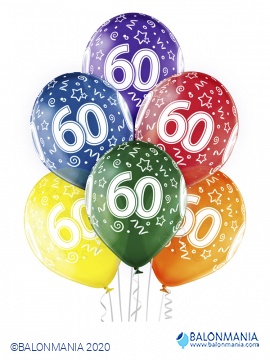 Baloni 60 rođendan 30cm (6 kom)