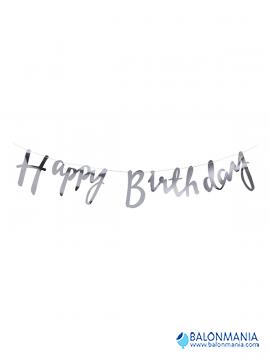Natpis HAPPY BIRTHDAY BUNTING srebrni 1,5m