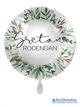Helijski balon Sretan rođendan Natural Greenery