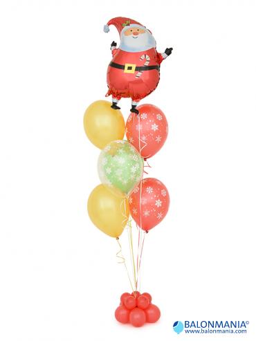 Božićni buket helijskih balona Djed Mraz