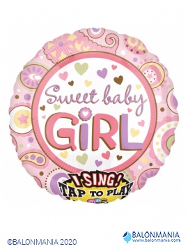 Sweet Baby Girl svirajući balon jumbo folijski