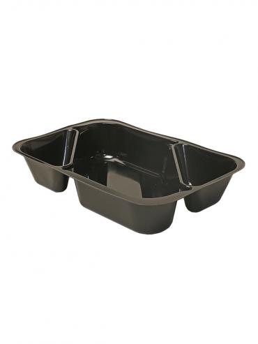 Grannys crna plastična posudica – 3 pregrade