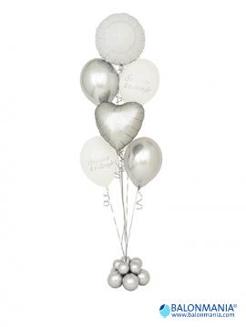 SRETNO KRŠTENJE srebrni buket balona s imenom