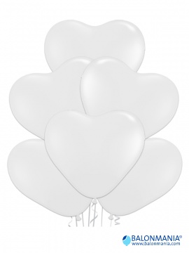 Bijelo srce baloni lateks 40 cm (6 kom) 