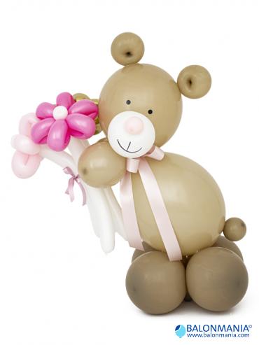 Balon dekoracija MEDO SA CVIJEĆEM PINK premium