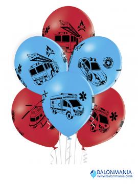 Vozila za hitne intervencije premium baloni pastel 6 kom.